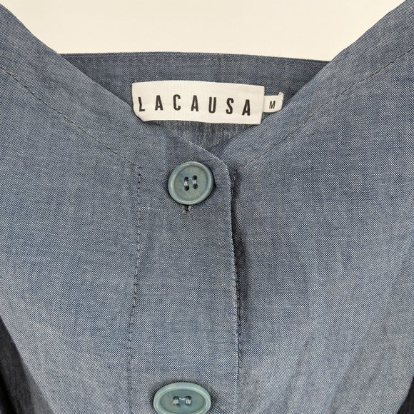 LACAUSA Bluebell Button Down Midi Dress Chambray Blue Medium - Picture 4 of 7
